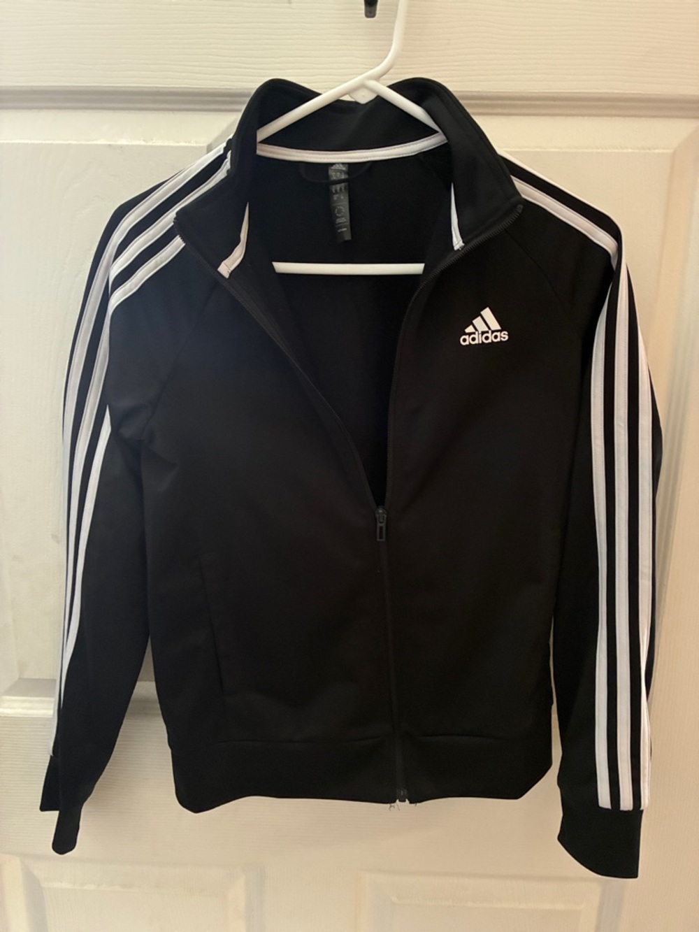 adidas Black Bomber Jacket with White Three-Stripe Detail